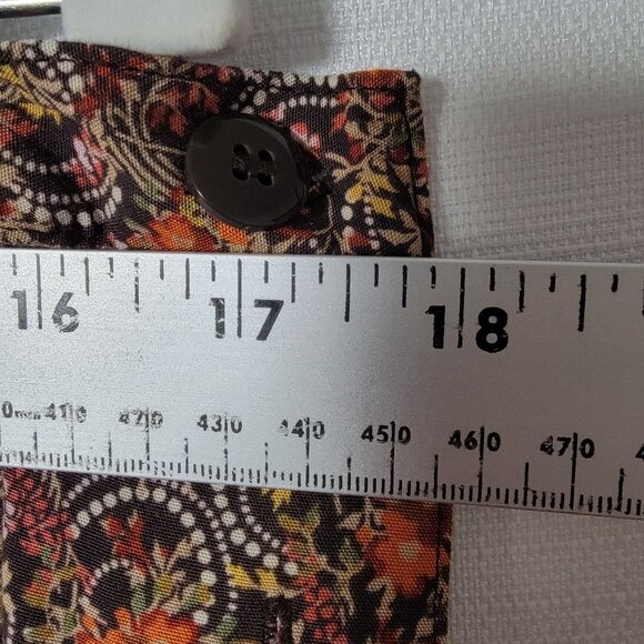 Christopher & Banks Womens Skirt Sz 12 Front Button Orange Paisley BoHo Peasant - Picture 6 of 10